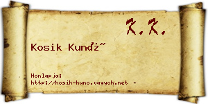 Kosik Kunó névjegykártya